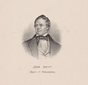 a black and white vignetted illustration of Mayor John Smith